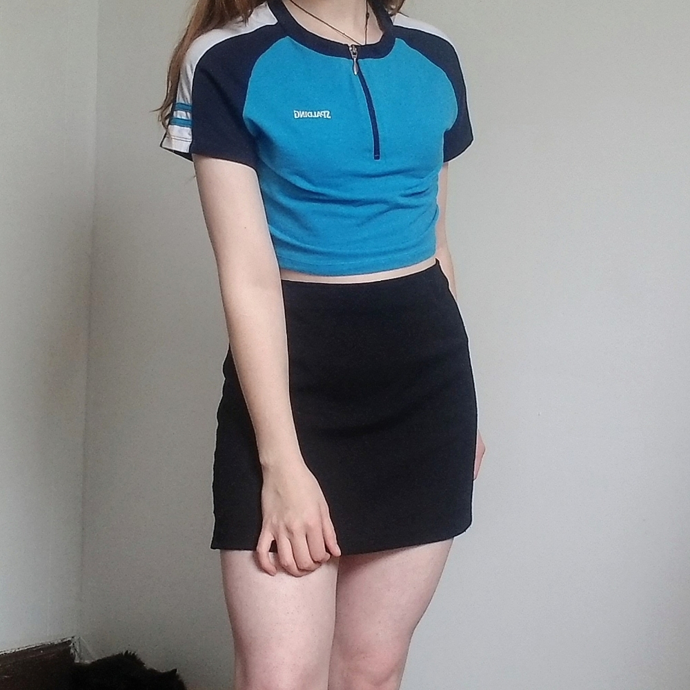 Blue athletic crop top